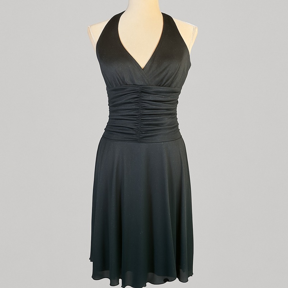 Speechless Y2K Halter Dress‎ Womens M Black Sparkle Ruched Dark Fairy Whimsigoth